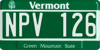 VT license plate NPV126