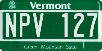 VT license plate NPV127