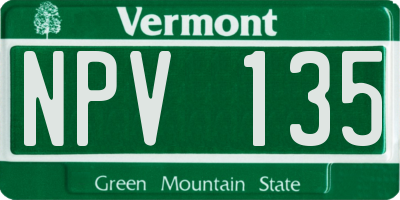 VT license plate NPV135