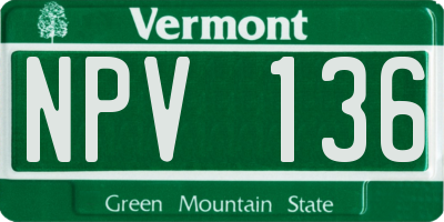 VT license plate NPV136