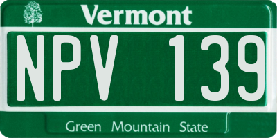 VT license plate NPV139