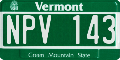 VT license plate NPV143