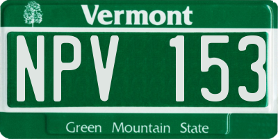 VT license plate NPV153