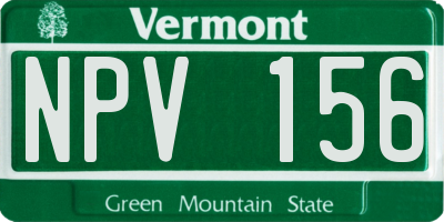 VT license plate NPV156