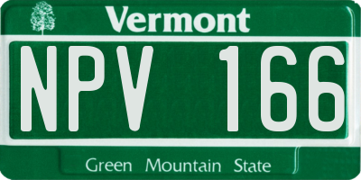 VT license plate NPV166