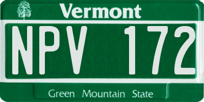 VT license plate NPV172