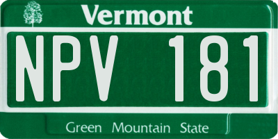 VT license plate NPV181