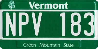 VT license plate NPV183