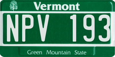 VT license plate NPV193