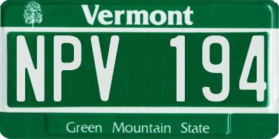 VT license plate NPV194