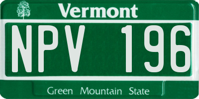 VT license plate NPV196