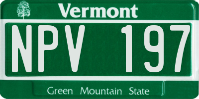 VT license plate NPV197