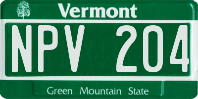 VT license plate NPV204