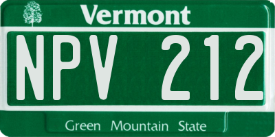 VT license plate NPV212