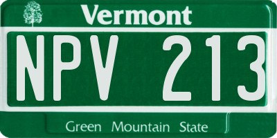 VT license plate NPV213
