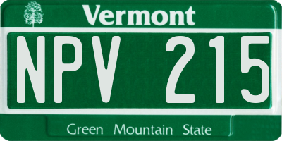 VT license plate NPV215