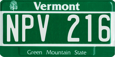 VT license plate NPV216