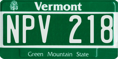 VT license plate NPV218