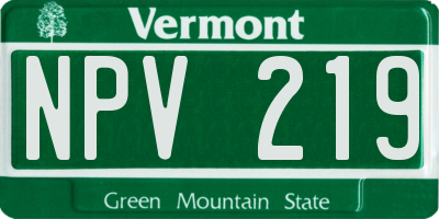 VT license plate NPV219