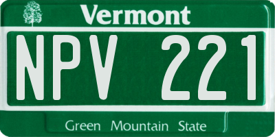 VT license plate NPV221