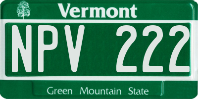 VT license plate NPV222