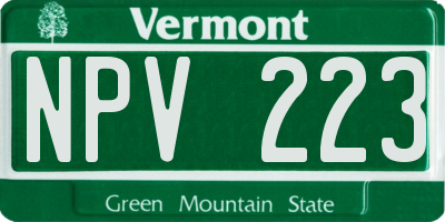 VT license plate NPV223