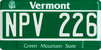 VT license plate NPV226