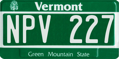 VT license plate NPV227