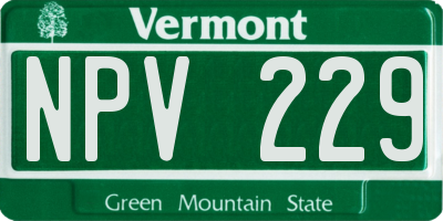 VT license plate NPV229