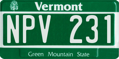 VT license plate NPV231