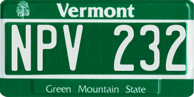 VT license plate NPV232