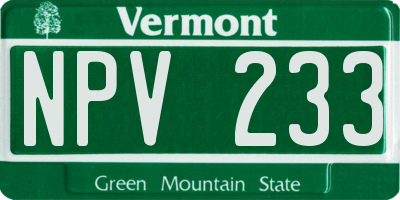 VT license plate NPV233