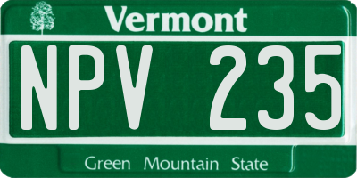 VT license plate NPV235