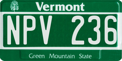 VT license plate NPV236