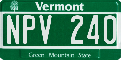 VT license plate NPV240