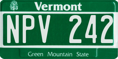 VT license plate NPV242
