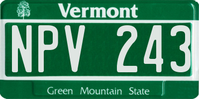 VT license plate NPV243