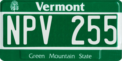 VT license plate NPV255