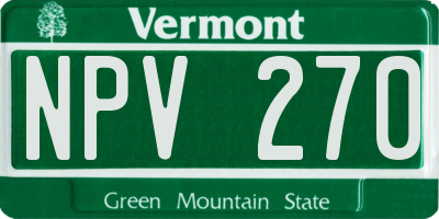 VT license plate NPV270