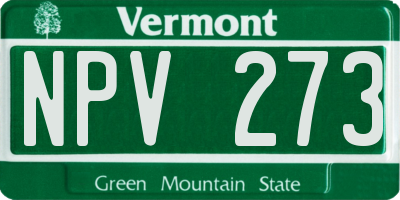 VT license plate NPV273