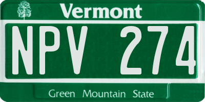 VT license plate NPV274