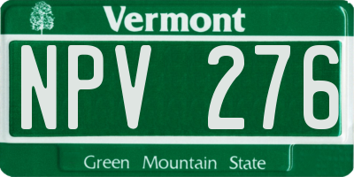VT license plate NPV276