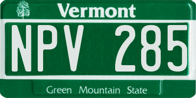 VT license plate NPV285