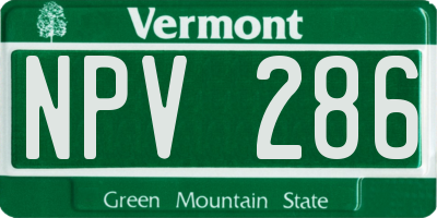 VT license plate NPV286