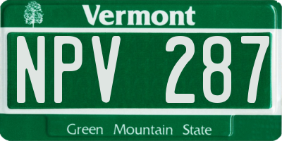 VT license plate NPV287