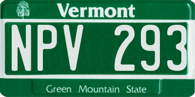 VT license plate NPV293