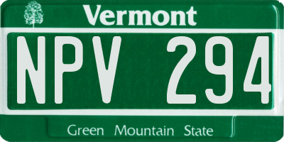 VT license plate NPV294