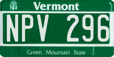 VT license plate NPV296