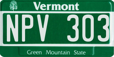 VT license plate NPV303