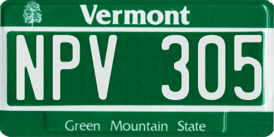 VT license plate NPV305